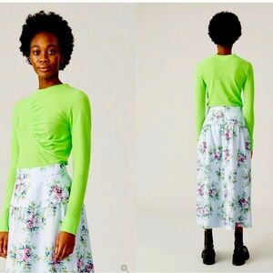 Ganni Light Jersey Long Sleeve Top-Flash Geen